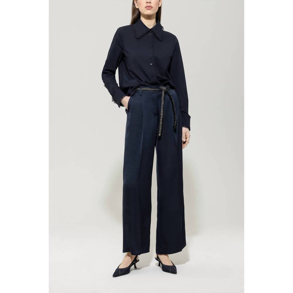 NEW LUISA CERANO satin pant in dark blue